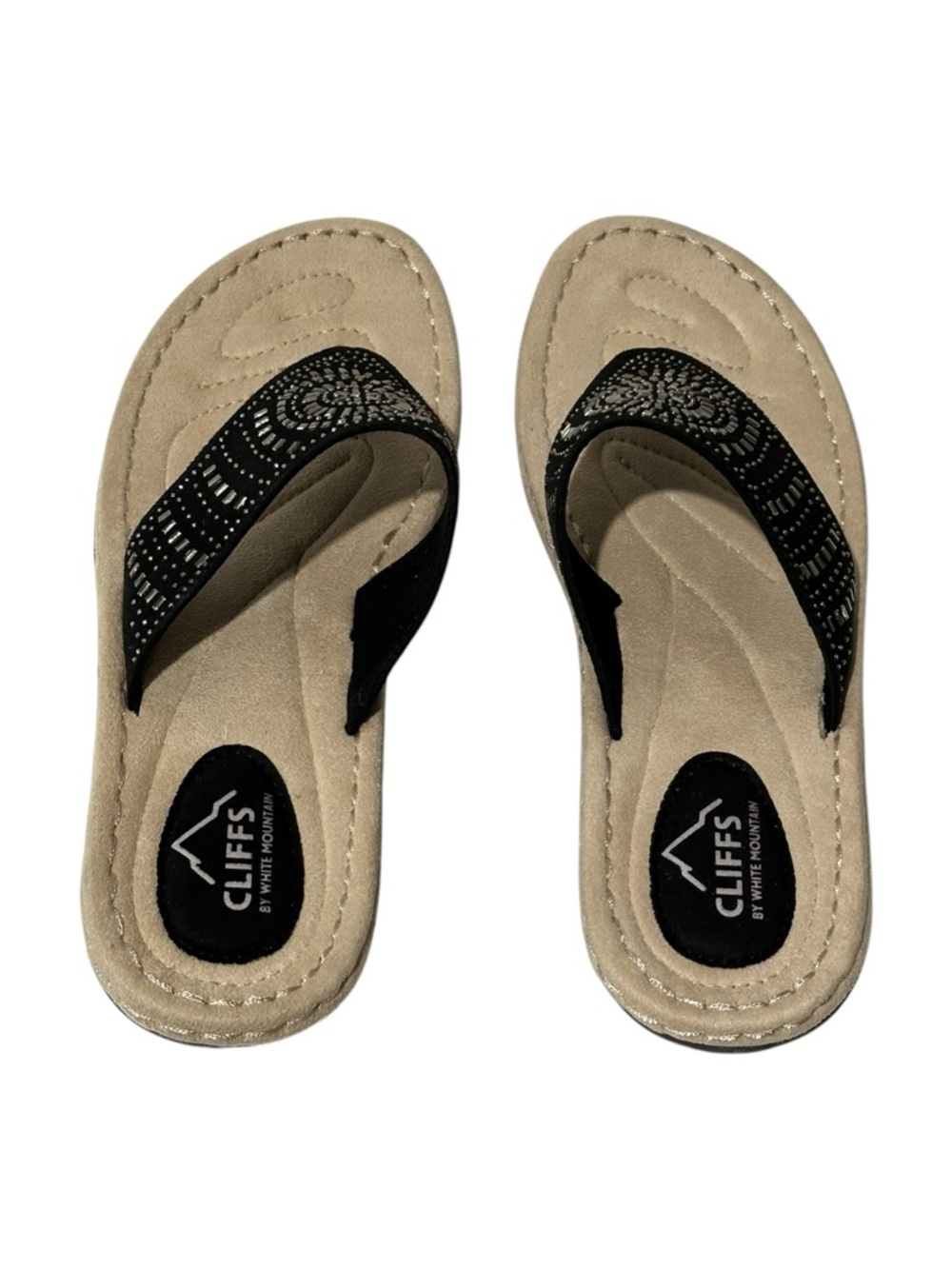 New in Box Cliffs by White Mountain Cienna Size 11 Women's Black Thong Sandals - Picture 3 of 8